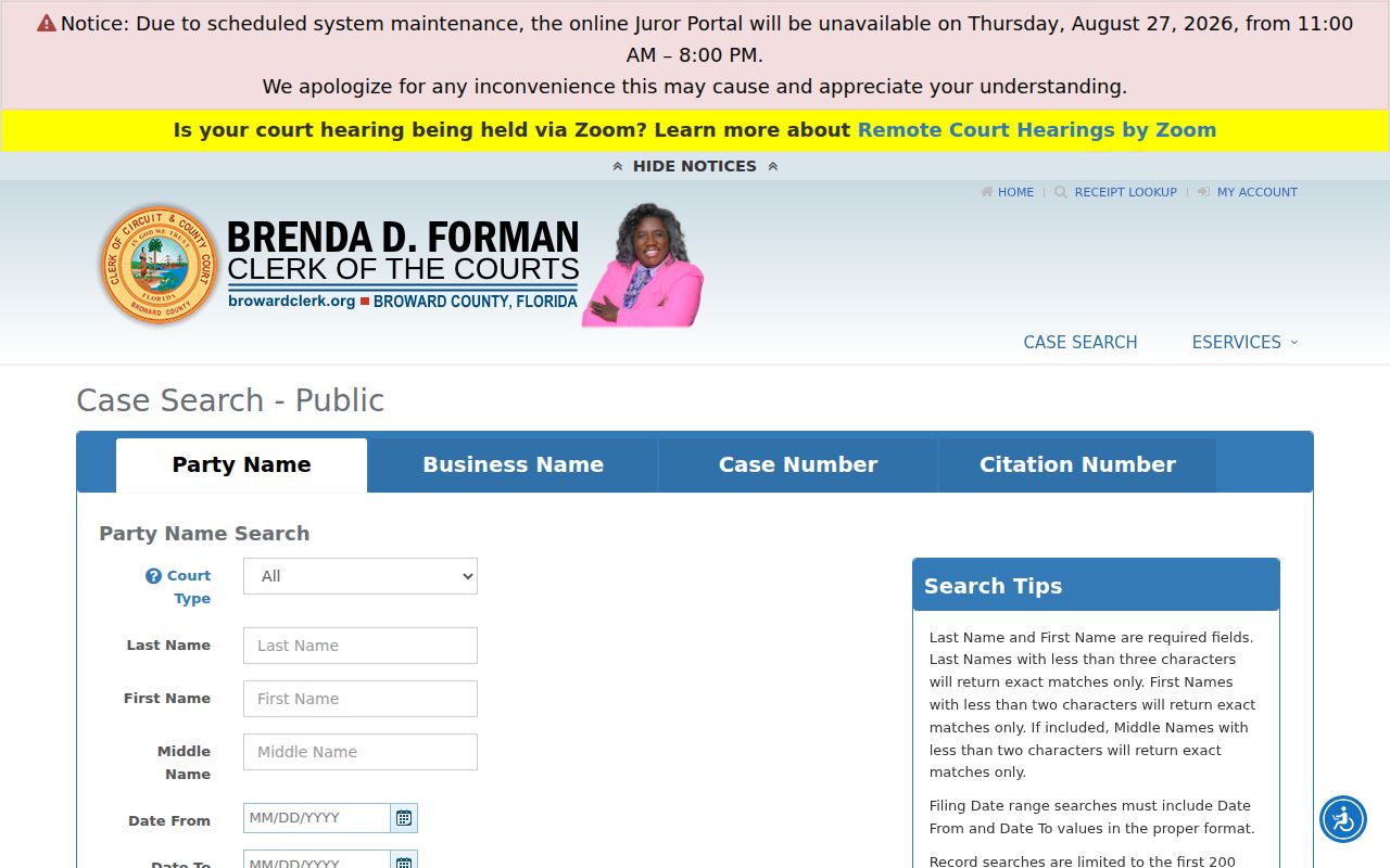 Hollywood residents directory Broward court case search