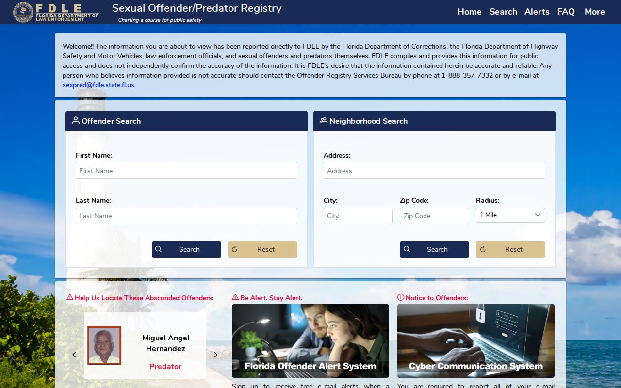 Hollywood resident lookup FDLE official registry search for Hollywood name and area results