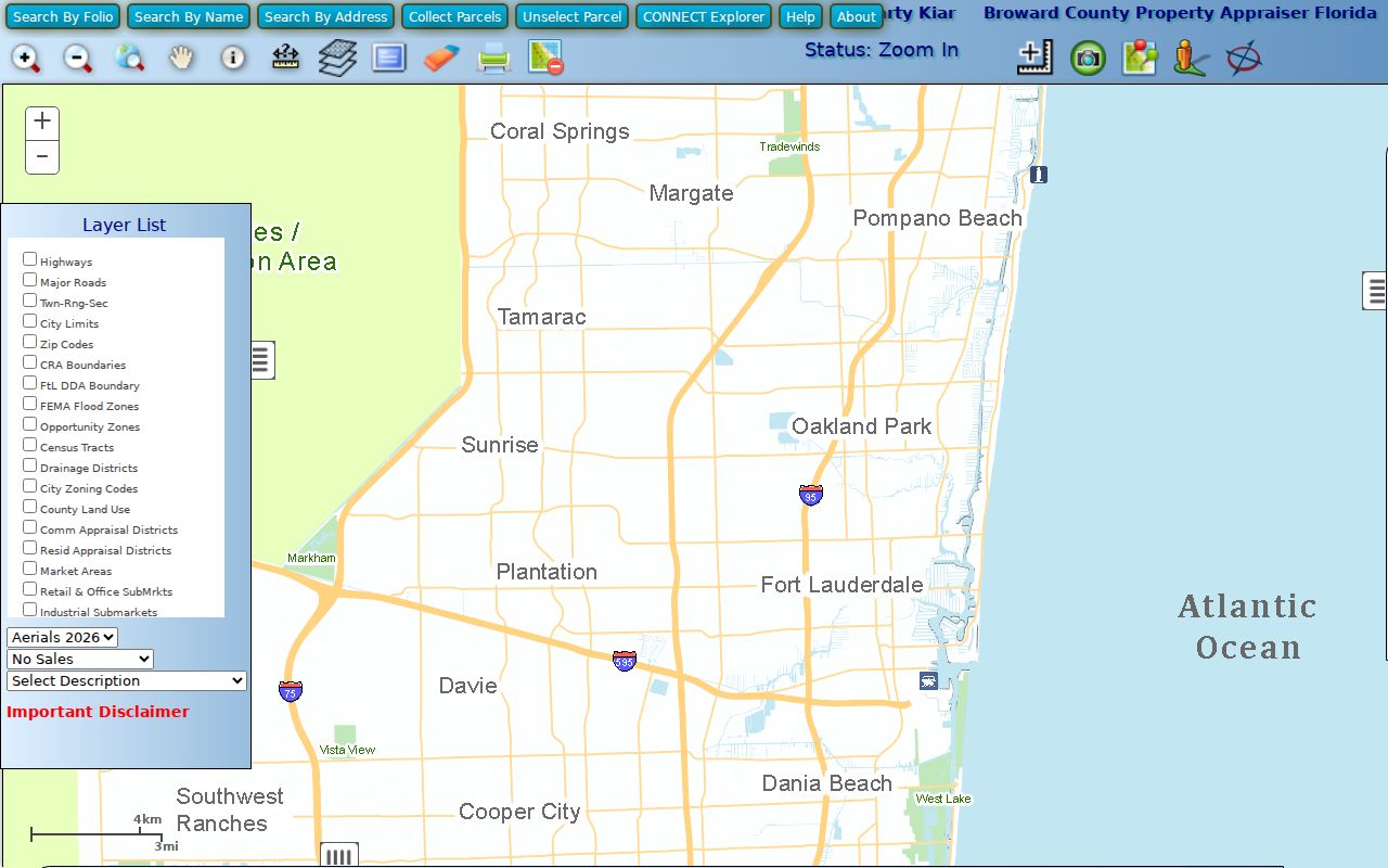 Hollywood street directory BCPA parcel web map